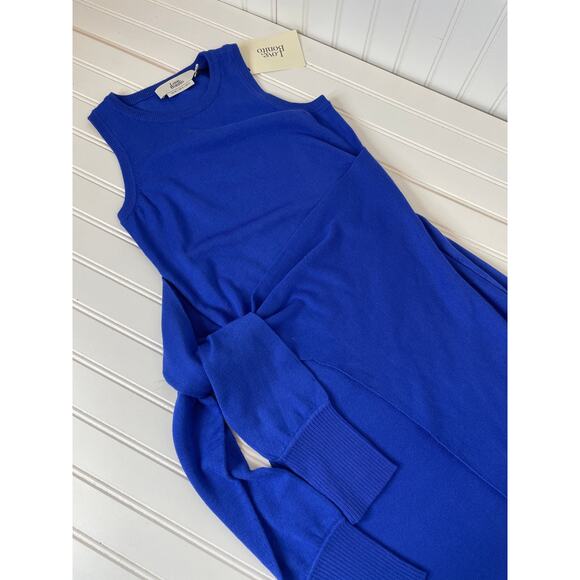 NWT Love, Bonito Aliyah Knit Column Wrap Midi Dress Sleeveless Cobalt Size 2 - Picture 3 of 8